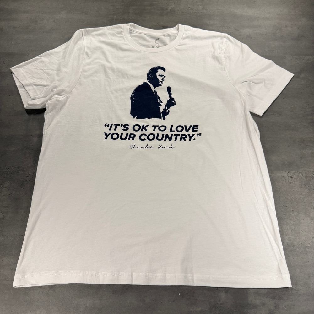 Turning Point USA T-Shirt Mens XXL Charlie Kirk White Love Your Country NWOT